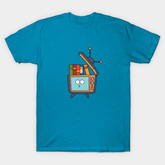 cute tv with books inside T-Shirt by wordspotrayal